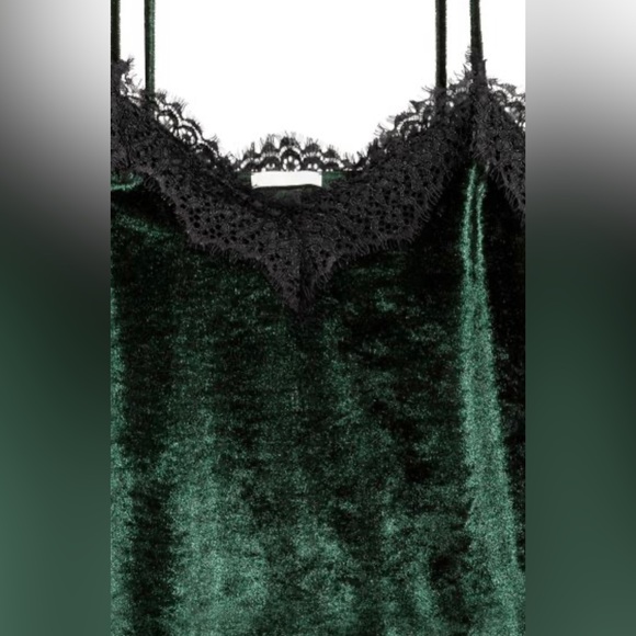 Lace trimmed crushed velvet camisole top - Picture 2 of 4